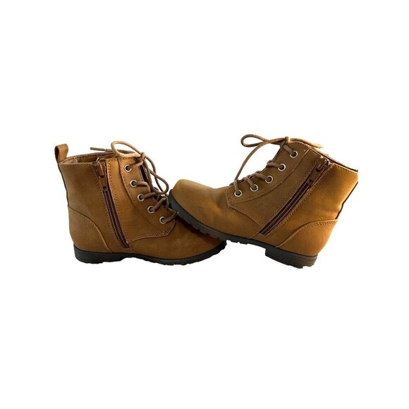 Place Toddler Girls Swede Boots/Shoes Brown Tie Zip Size 9 - Picture 3 of 8